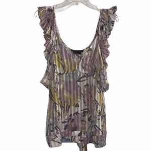 BCBGMAXAZRIA Ruffle Floral Tank